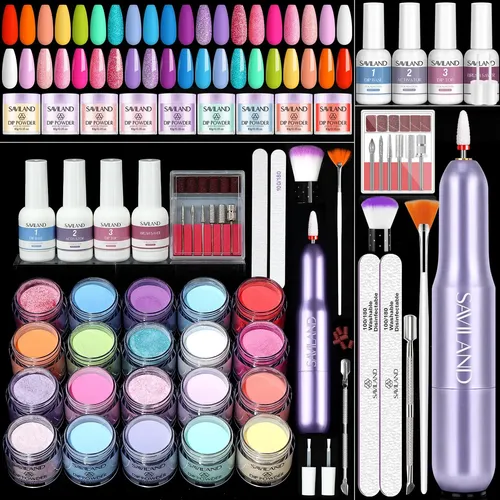 Kit De Uñas En Polvo Saviland Con Taladro, 20 Colores, Veran