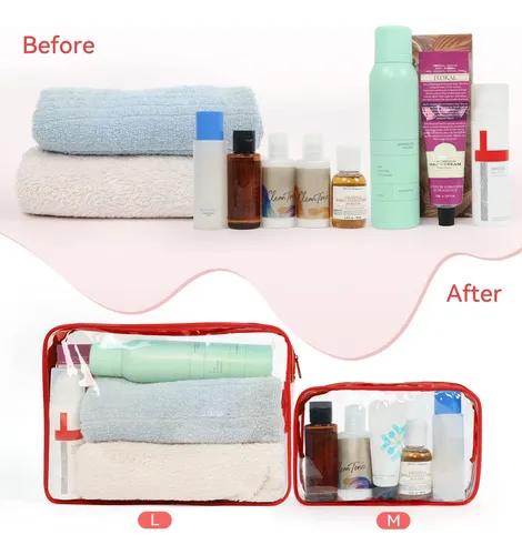 Bolsa De Maquillaje Tisratok De Pvc Transparente Roja Con Cr