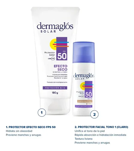 Dermaglós Kit Protector Solar Efecto Seco + Tono Claro