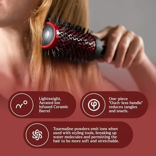 Thesalonguy Cepillo Redondo De Cerámica Con Infusión De De O Rojo.