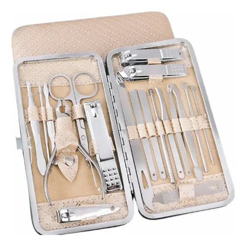 Rx Juego De Cortauñas Acero Inox. Manicura Pedicura Kit 19