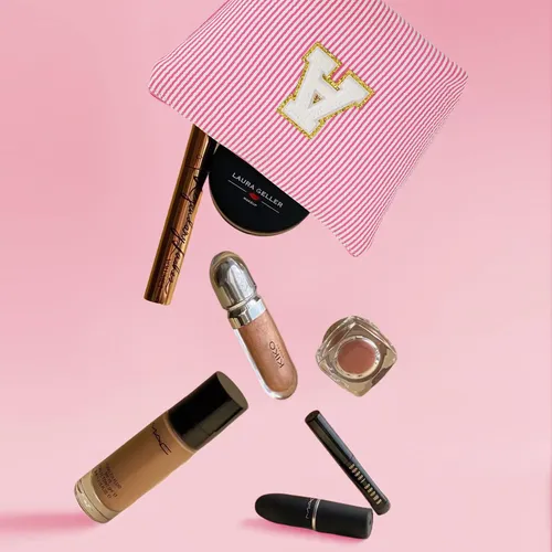 Set De Neceseres De Viaje Fohufo Pink Initial E Travel Toile