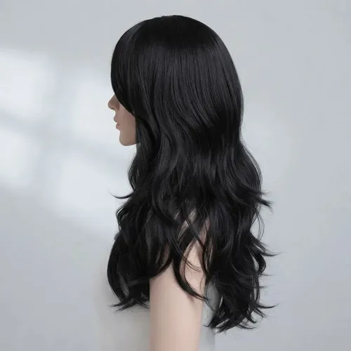 Peluca Ondulada 65cm Kanekalon Flequillo Tonos Yamei Wigs
