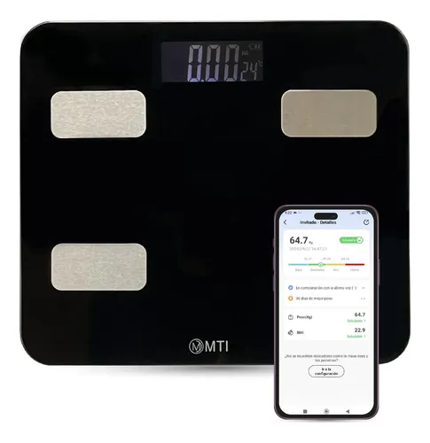 Balanza Digital Baño Mti Bluetooth Personal Corporal 180kg Color Negro