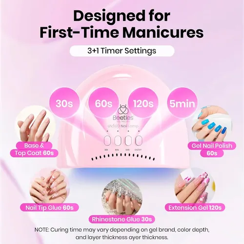 Lámpara Uv Led Rosa Con 3 Tiempos Para Uñas Gel