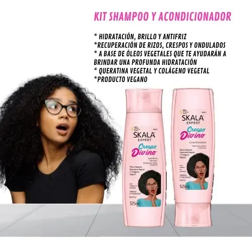 Skala Crespo Divino Kit Shampoo y Acondicionador Vegano Rulos Pelo