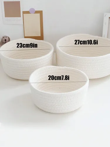 Set X3 Canastos Organizadores De Escritorio Para Cosméticos Blanco