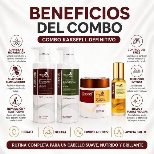 Combo Karseell Definitivo Shampoo Acondicionador Mascara Ole