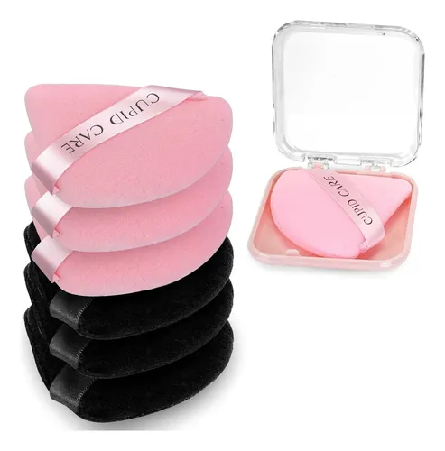 6 Pcs Triangle Powder Puff With 2 Travel Cases, Setting P…