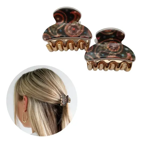 Broches Pelo Hebillas Ganchos Clips Colores Por Par Color Marrón Oscuro
