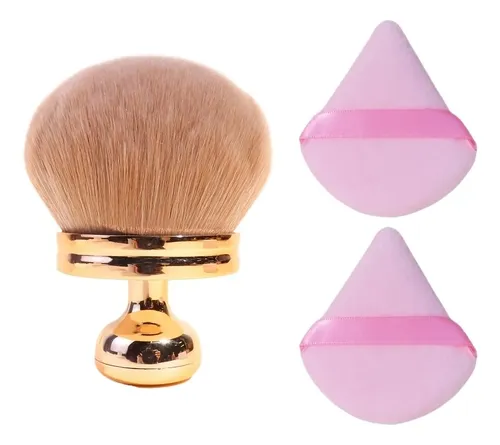 Brochas De Hongo Oro Rosa Para Polvos, Súper Suaves + 2