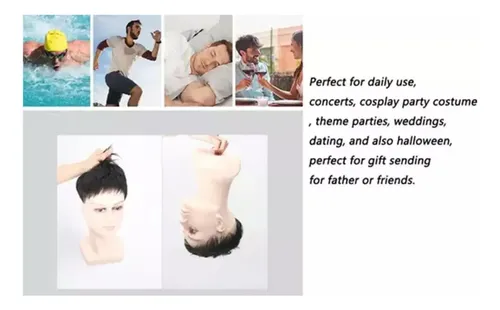 Simulación Peluca De Cabello Negro Para Hombres Negros A