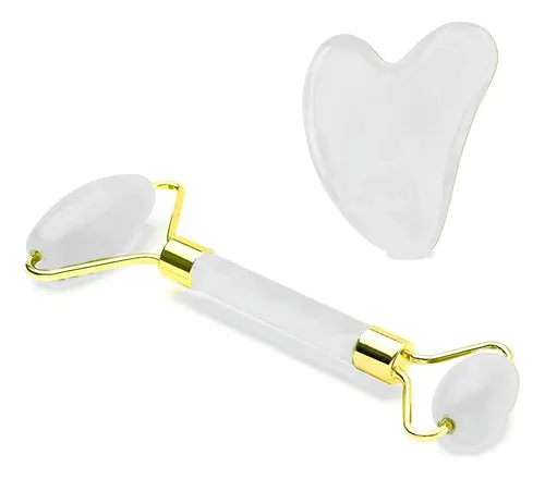 Masajeador Rodillos Jade Piedra Guasha Combo Facial Corporal