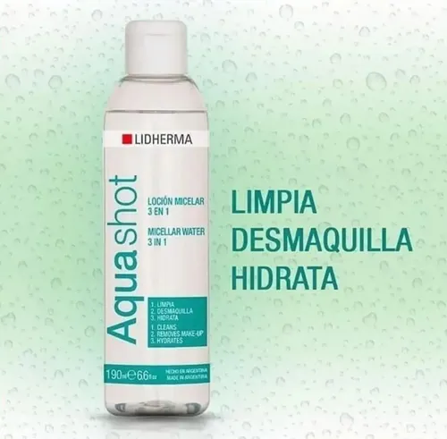Aquashot Loción Micelar 3 En 1 Lidherma 190ml Limpia/hidrata