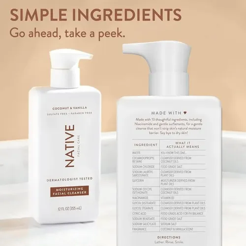 Limpiador Facial Nativo, Gel De Limpieza Facial Hidratante,