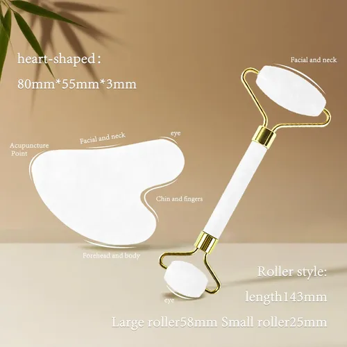 Rodillo Facial Jade Gua Sha Lsxkamix Masajeador Blanco