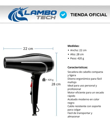 Secador De Pelo Profesional 2400w Compacto Ligero Peluqueria