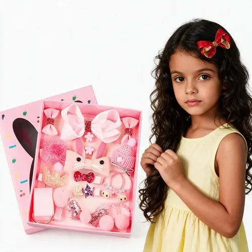 Set Accesorios Pelo Princesa Niña 18 Piezas Rosa Pink
