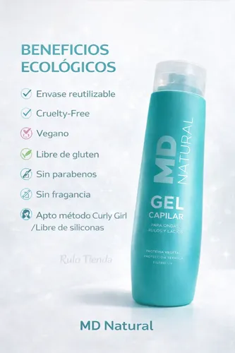 Gel Md Natural Gel Para Rulos Anti Frizz Apto Método Curly