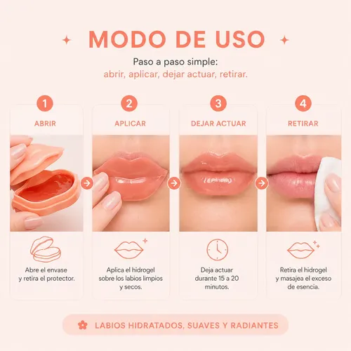 Mascarilla Labios Hidrogel Parches Hidratante 22 Unidades
