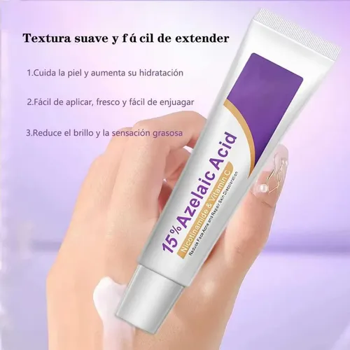 Crema Facial Con Ácido Azelaico 15%, Vitamina C, Niacinamida