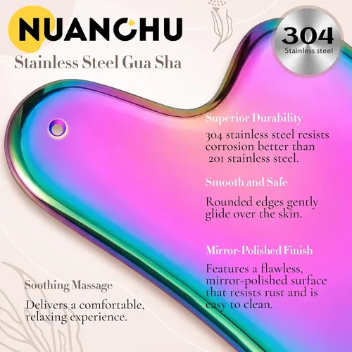 Gua Sha Facial Metal Arcoíris Para Drenaje Linfático