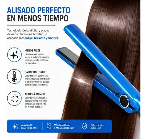 Plancha De Pelo Iónica Con Regulación De Temperatura Led 450