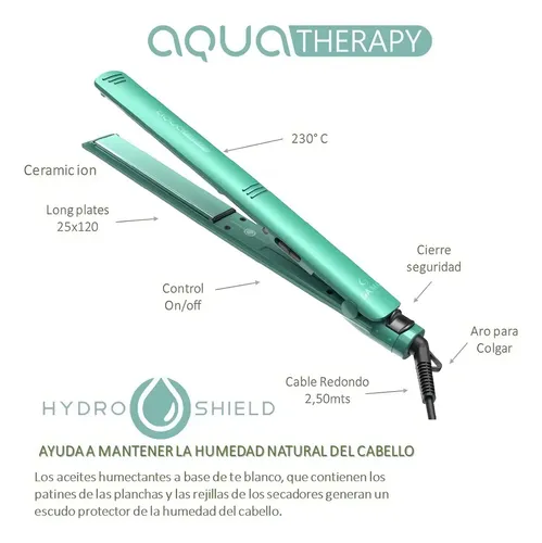 Planchita de pelo GA.MA Italy Elegance Aqua Therapy verde