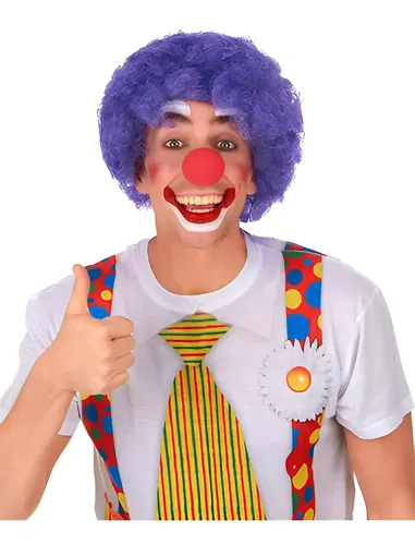Peluca Afro Payaso Rulos Cotillon Fiesta Color Violeta