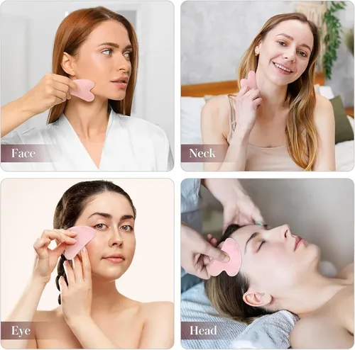 Set Gua Sha Y Rodillo Facial Hzlxmyxo1 Piedra Verde