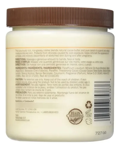Manteca De Cacao Cream Queen Helene, 450 Ml (paquete De 3)