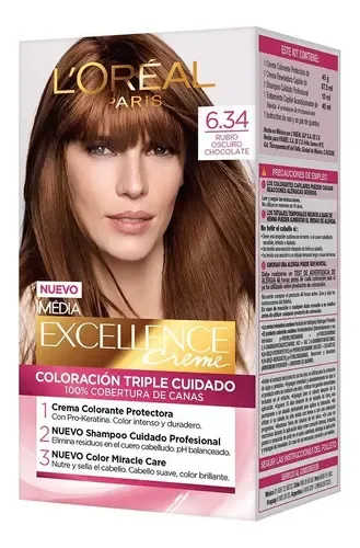 Kit Tintura Excellence Creme Tono 6.34 Chocolate