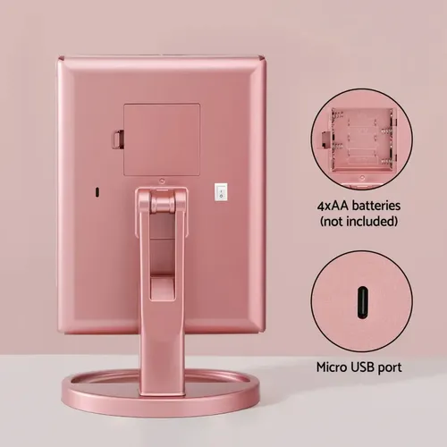 Espejo Inteligente Con Luz Led – Aumento 2x Y 3x Y 10x Marco Rose Gold
