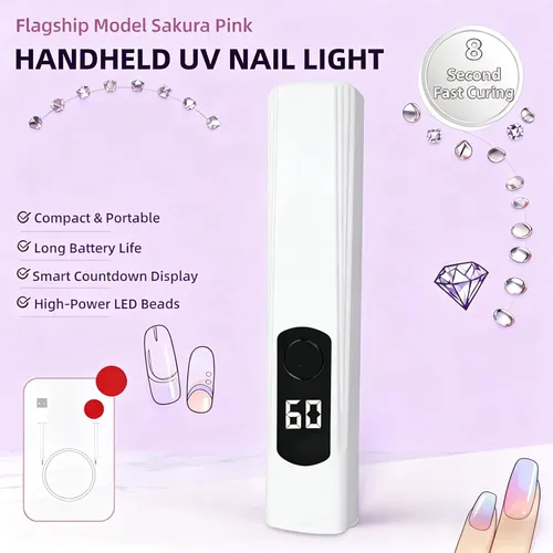 Lámpara Uv Portátil Blanca Para Uñas Gel Con Pantalla Led