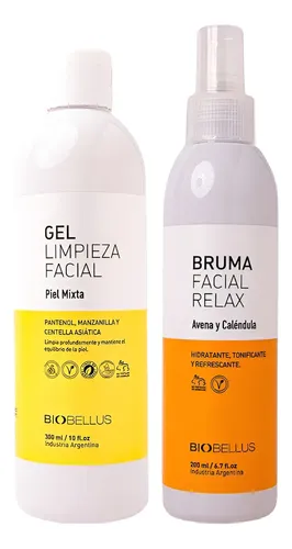 Kit Limpieza Facial Biobellus Gel Piel Mixta + Bruma Avena