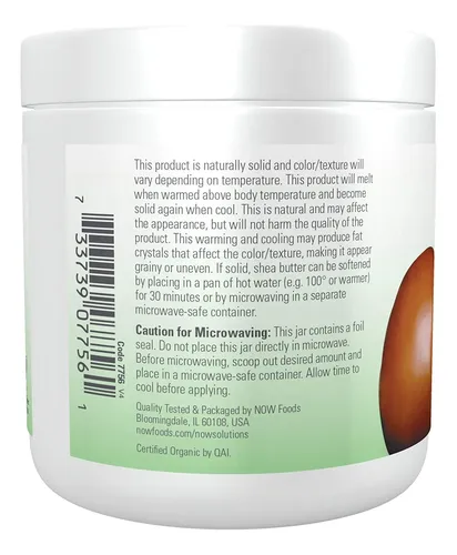 Manteca De Karité Orgánica Certificada Moisturizer Now Solut