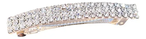 F 2 Clips Rectángulo Automático Brillante Con Strass