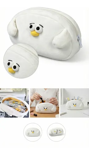 Neceser Pato Blanco Bolso De Maquillaje Viaje De Felpa Suave