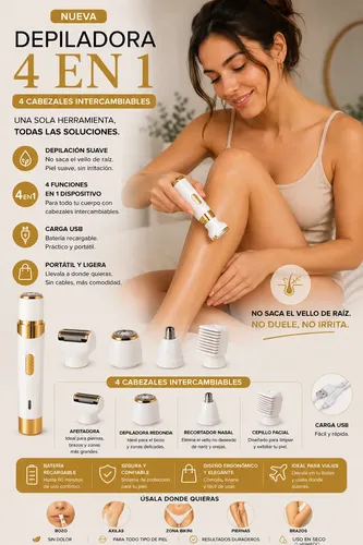 Depilación Y Recorte Inalámbrica Lady Shaver 4 En 1