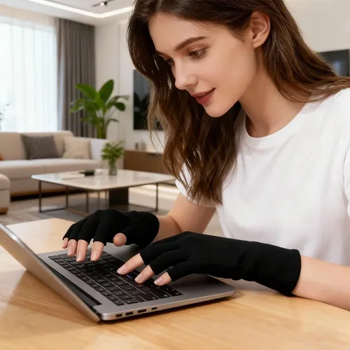 Guantes Algodón Negros Sin Dedos Hidratantes Para Manos Sec