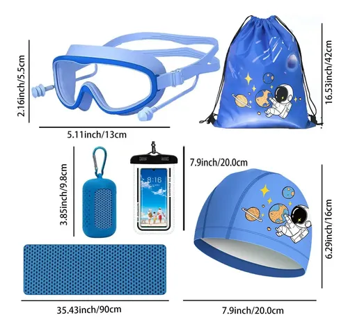 Kit 6 En 1 Natación Infantil Gafas Y Gorro De Baño Para