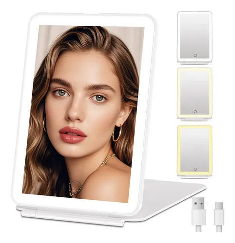 Espejo Portatil Con Luz Para Maquillaje Led