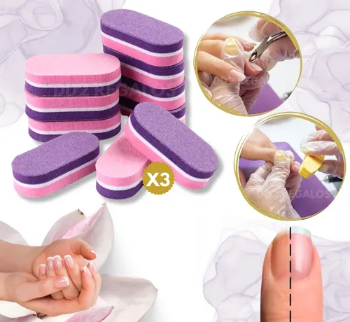 Mini Lima Sponge X3 100/180 Para Uñas Manicuria Pedicuria