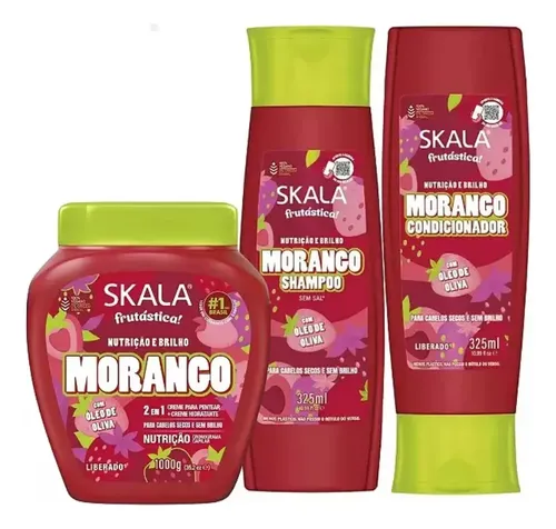 Kit Skala Frutastica Morango Shampoo + Enjuague + Mascara
