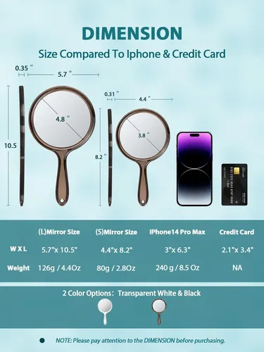Espejo De Mano Macaki De Doble Cara Con Aumento De 1x 5x