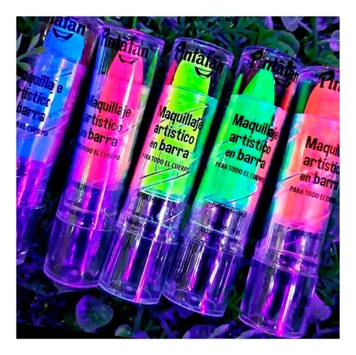 Combo Kit Maquillaje Neon Fluo Corporal Brilla Luz Uv