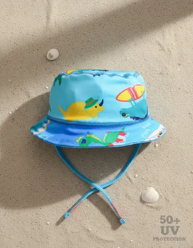 Gorro Infantil Tela Malla Bebe Niño Piluso Con Protección Uv Color Dino Surf Talle 3