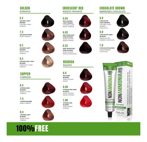 Fidelite Tintura Non Ammonia 100% Free Sin Amoniaco 60g X12