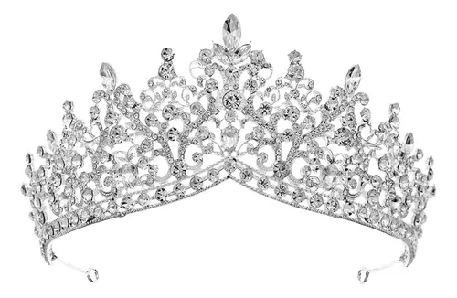 Halloween Diadema Tocado Boda Plata Con Piedras Brillantes