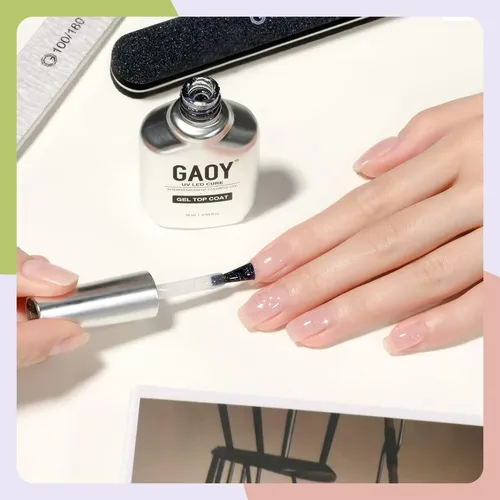 Top Coat De Gel Glitter Gaoy 16 Ml Plateado Iridiscente